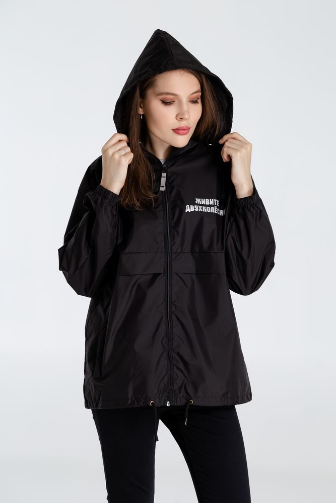 Ветровка «Живите двухколесно», ver. 2, черная / Миниатюра WWW (1000)