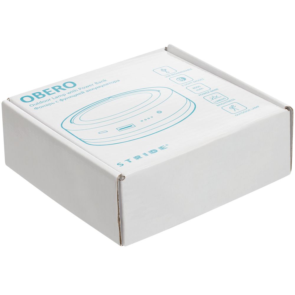 Фонарь с функцией аккумулятора Obero, белый с черным / Миниатюра WWW (1000)