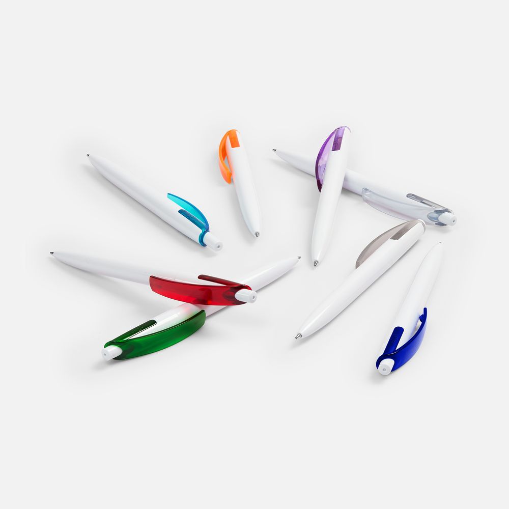 Ручка шариковая Bento, белая с оранжевым / Миниатюра WWW (1000)