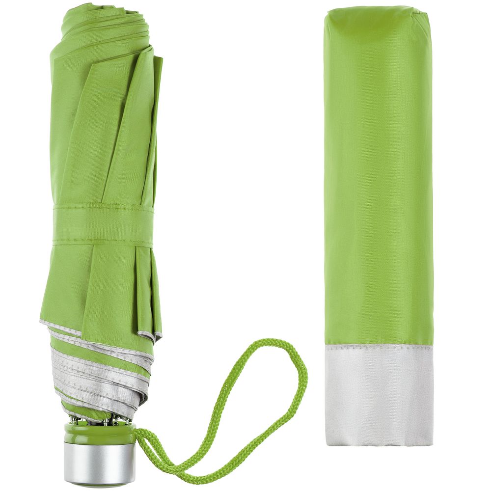 Зонт складной Silverlake, зеленое яблоко с серебристым / Миниатюра WWW (1000)