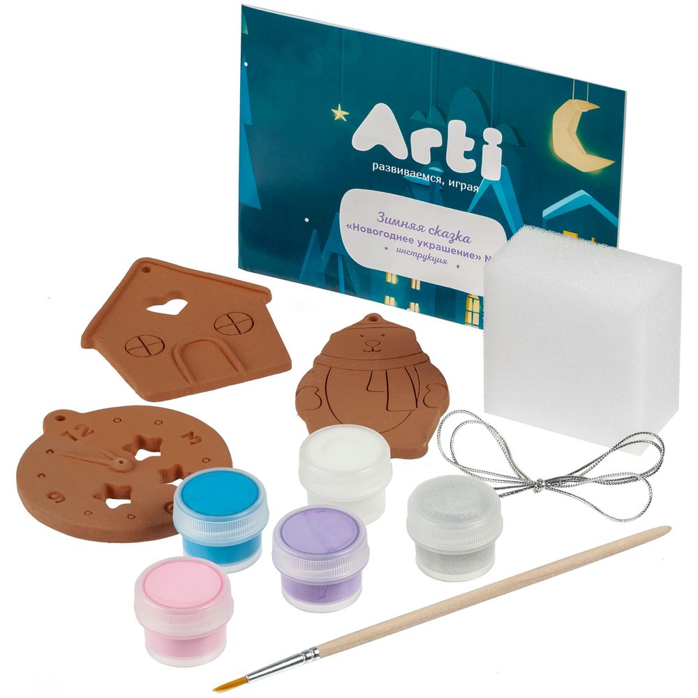 Набор для творчества Winter's Tale: мишка, домик, часы / Миниатюра WWW (1000)