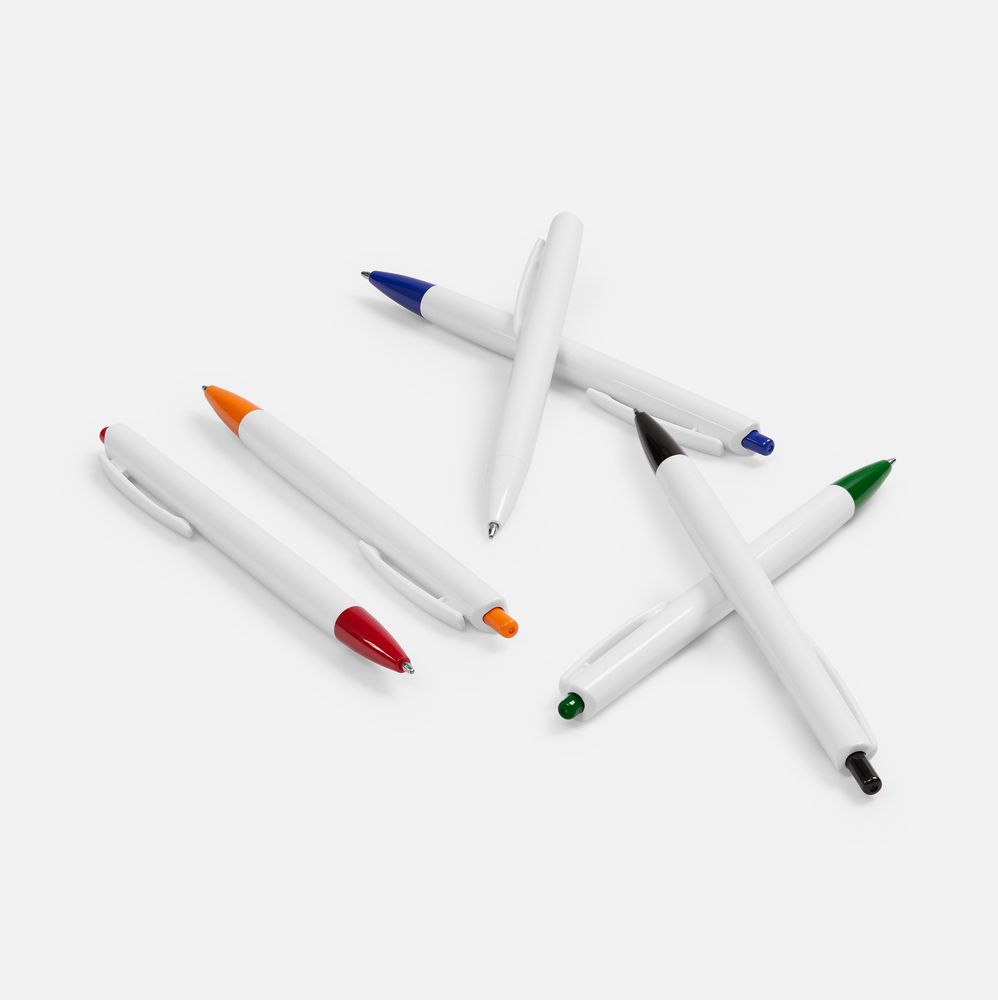 Ручка шариковая Tick, белая с зеленым / Миниатюра WWW (1000)