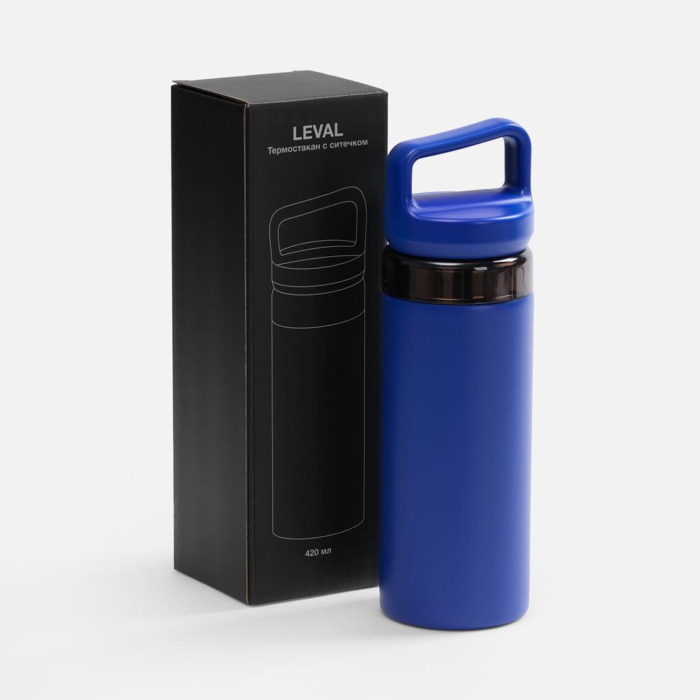 Термостакан Leval с ситечком, синий / Миниатюра (упак) (1000)