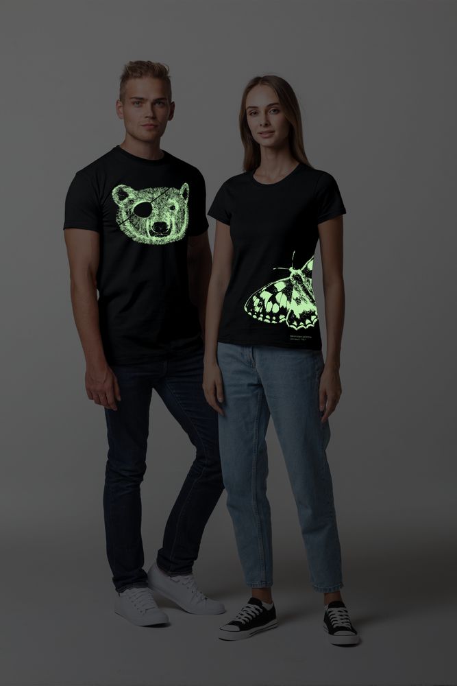 Футболка «Бабочка» со светящимся принтом, черная / Миниатюра WWW (1000)