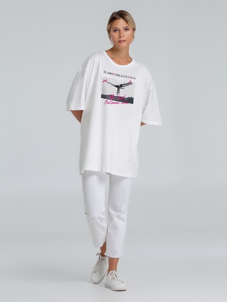 Футболка оверсайз «Слабоумие и отвага», молочно-белая / Миниатюра WWW (1000)