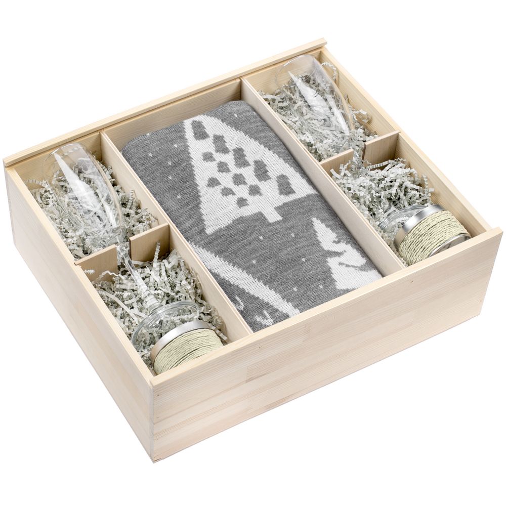 Набор с пледом и бокалами для шампанского «Снежность», ваниль / Миниатюра WWW (1000)