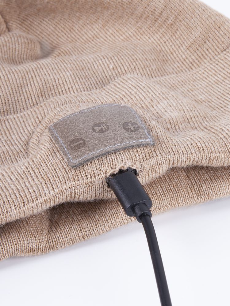 Шапка с Bluetooth наушниками Real Talk Headset, бежевый меланж / Миниатюра WWW (1000)