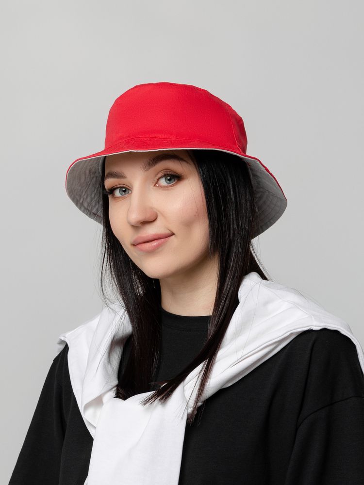 Панама Summer двусторонняя, красная с серым / Миниатюра WWW (1000)