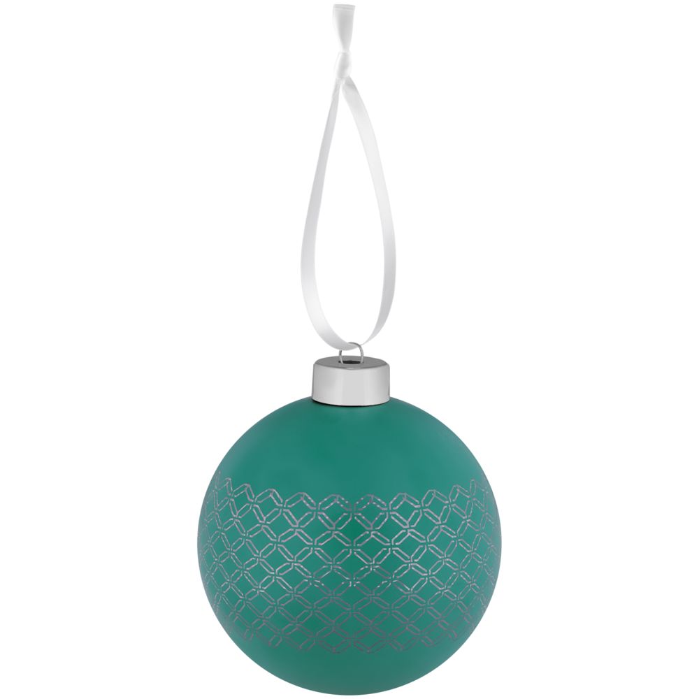 Елочный шар Queen с лентой, 10 см, зеленый / Миниатюра WWW (1000)