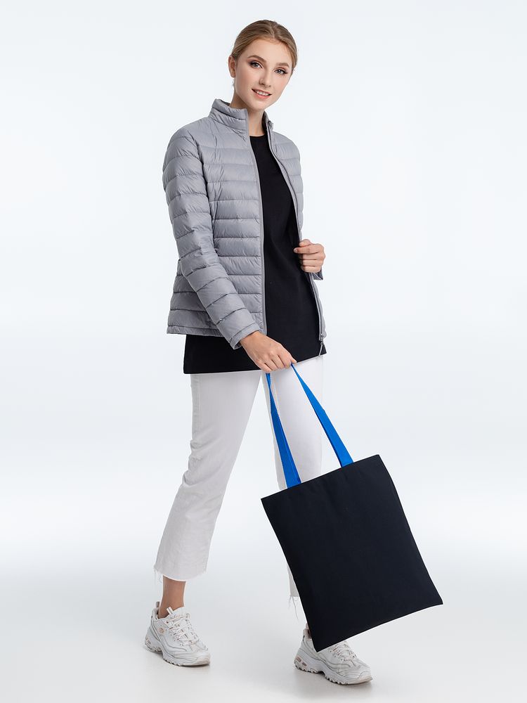 Холщовая сумка BrighTone, черная с ярко-синими ручками / Миниатюра WWW (1000)