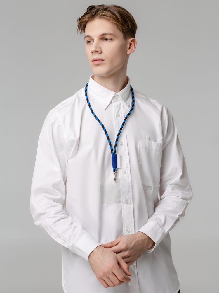 Шнурок для бейджа Tube Long, черный с синим / Миниатюра WWW (1000)