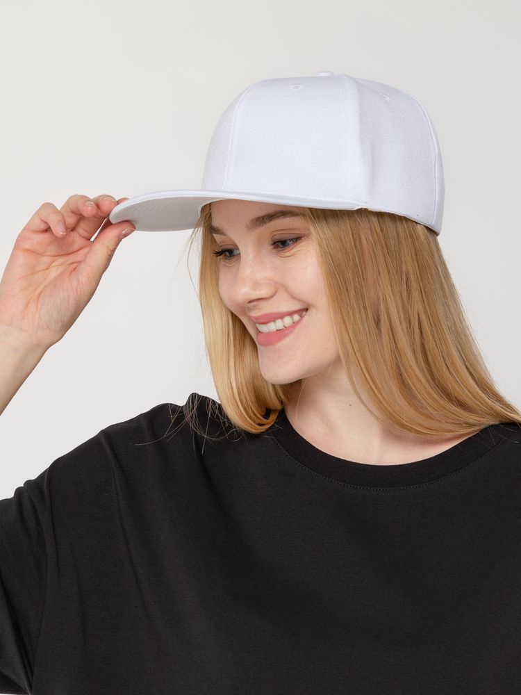Бейсболка Snapback с прямым козырьком, белая / Миниатюра WWW (1000)