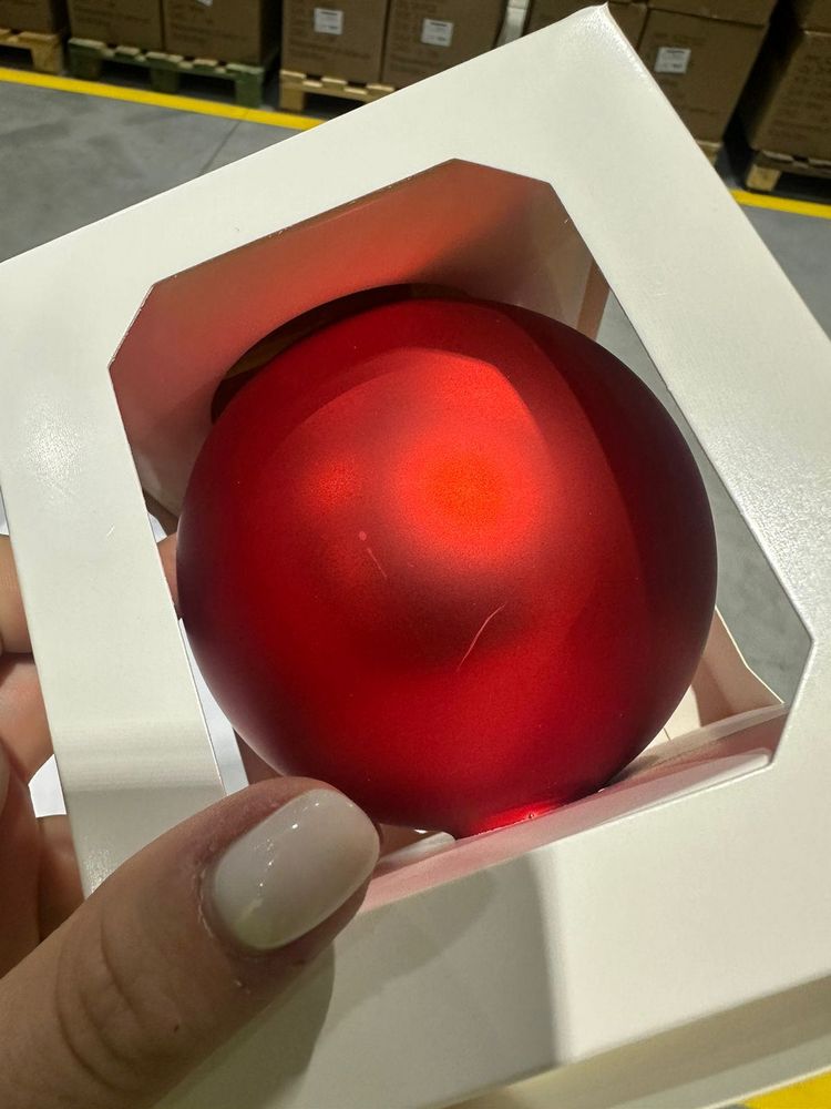 Оформительский шар Finery, 10 см, матовый красный / Миниатюра WWW (1000)