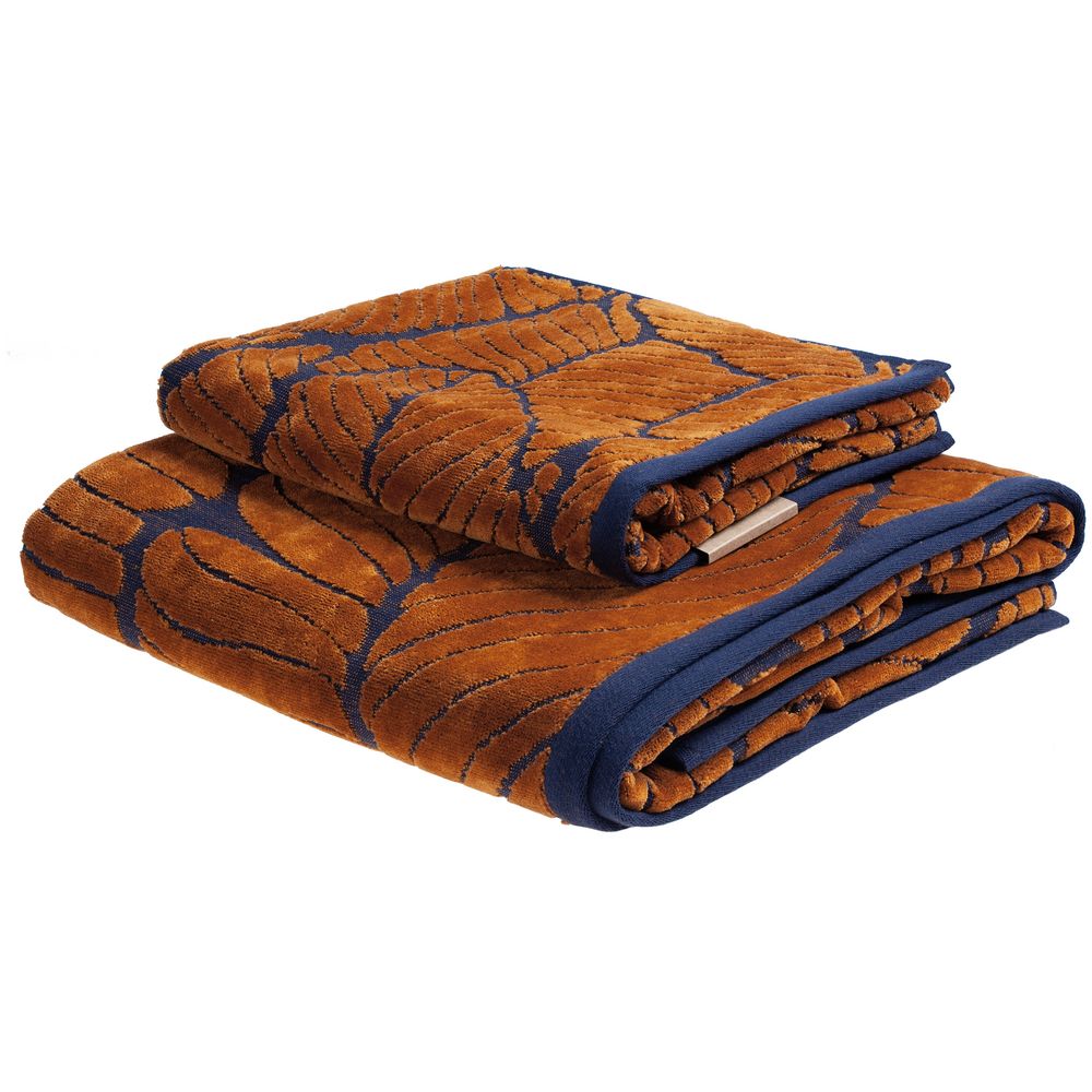 Полотенце In Leaf, малое, синее с горчичным / Миниатюра WWW (1000)