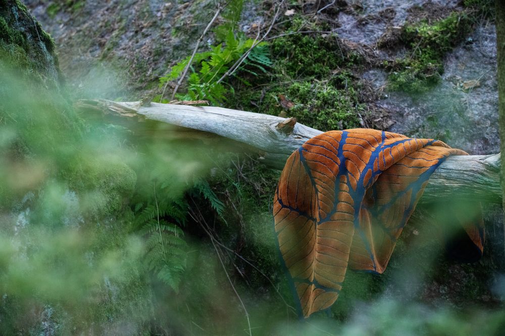 Полотенце In Leaf, большое, синее с горчичным / Миниатюра WWW (1000)