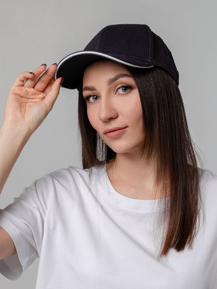 Бейсболка Unit Generic, темно-синяя (кобальт) с белым кантом / Миниатюра WWW (1000)