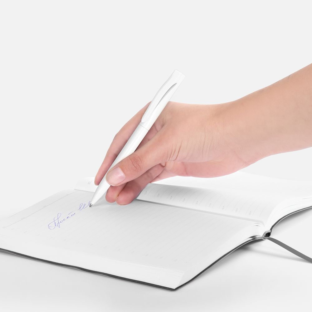 Ручка шариковая Pin, белая / Миниатюра WWW (1000)