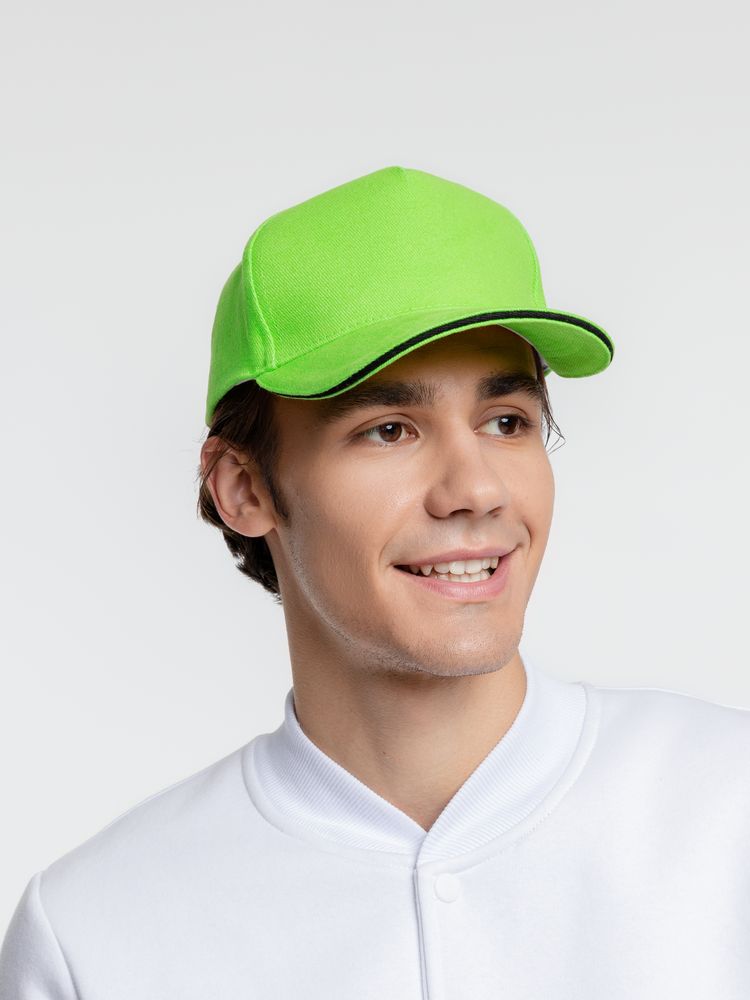 Бейсболка Classic, зеленое яблоко с черным кантом / Миниатюра WWW (1000)