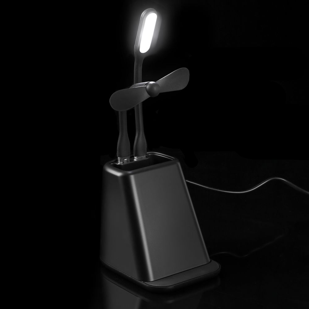 Настольный органайзер с зарядкой, лампой и вентилятором powerTower, черный / Миниатюра WWW (1000)