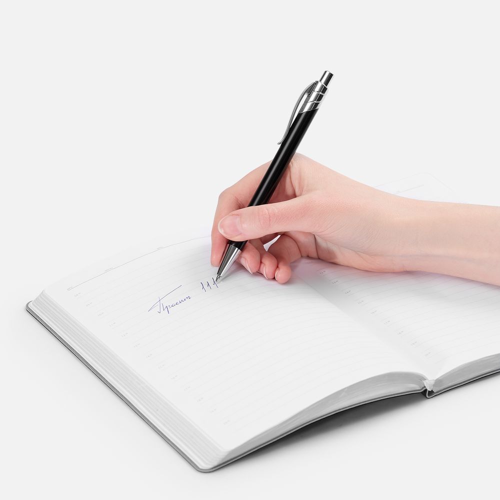 Ручка шариковая Underton Metallic, черная / Миниатюра WWW (1000)