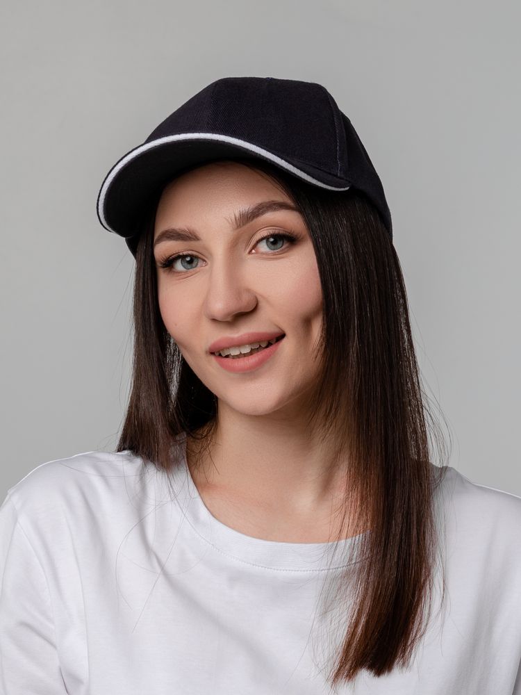 Бейсболка Unit Generic, темно-синяя (кобальт) с белым кантом / Миниатюра WWW (1000)