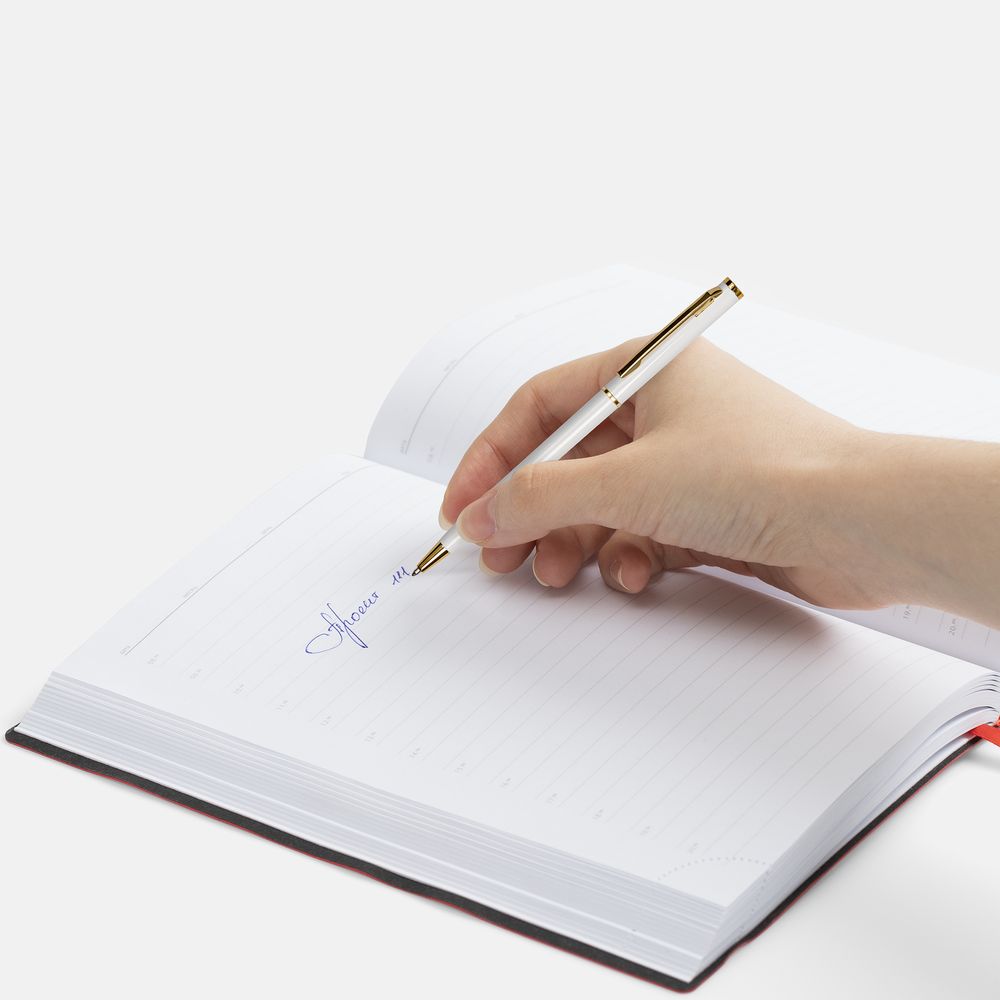 Ручка шариковая Hotel Gold, ver.2, глянцевая белая / Миниатюра WWW (1000)