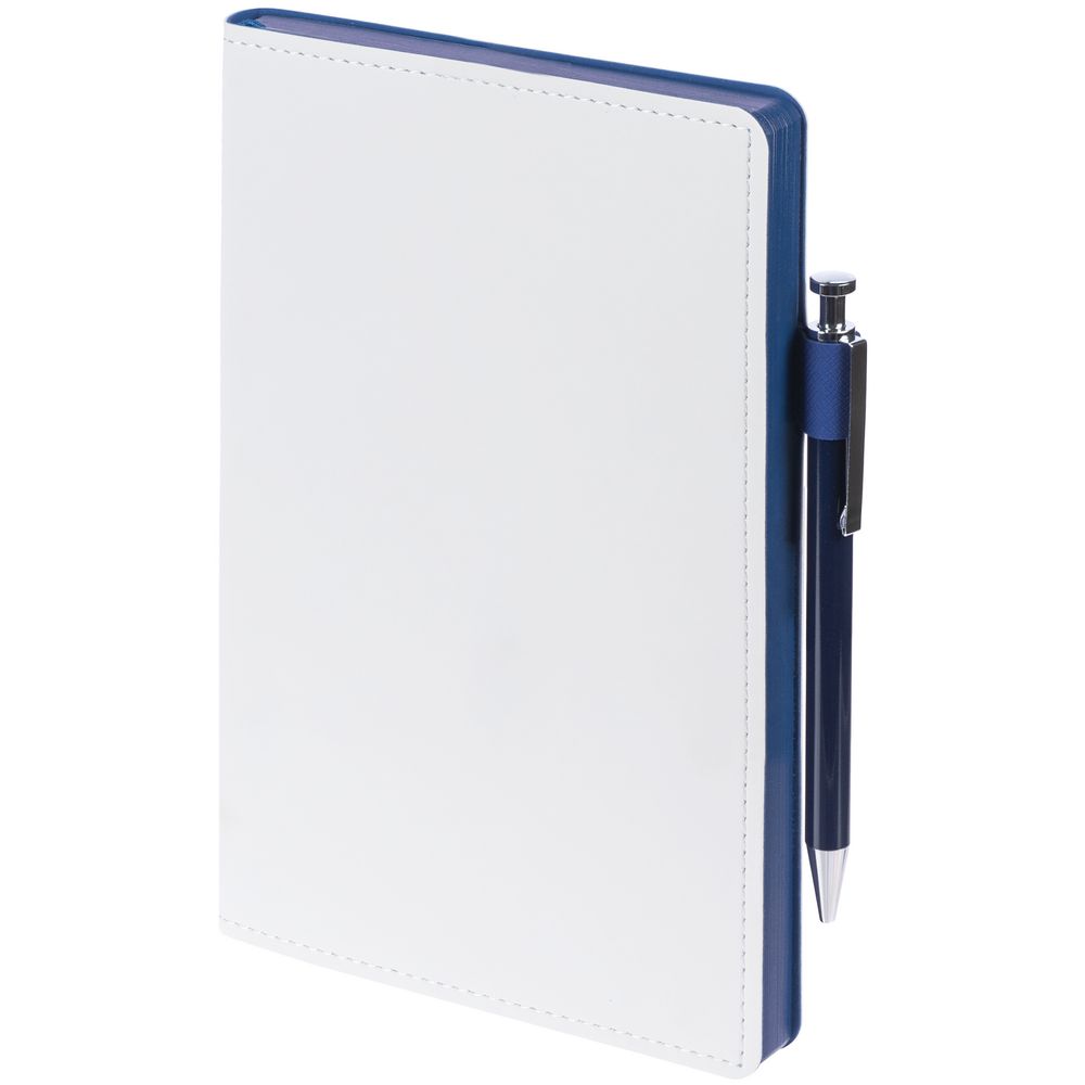 Ежедневник White Shall, недатированный, белый с синим / Миниатюра WWW (1000)