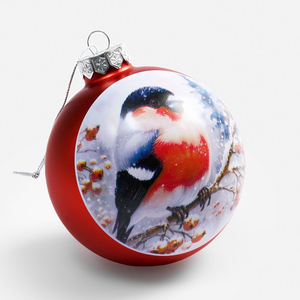 Елочный шар Finery Matt, 10 см, матовый красный / Миниатюра WWW (1000)