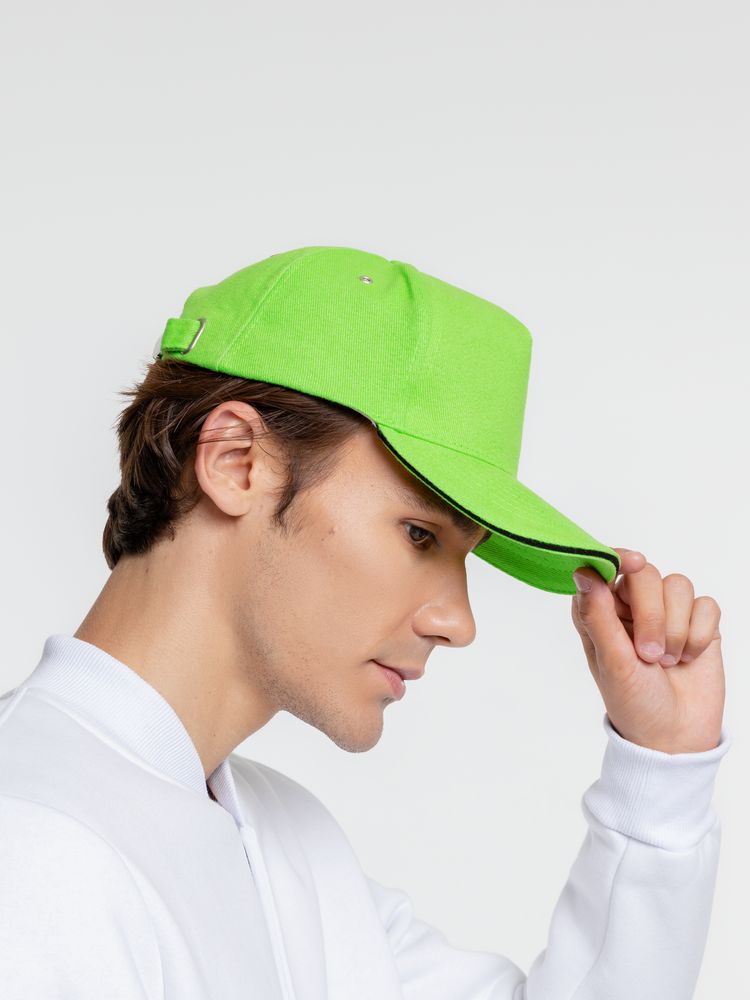 Бейсболка Classic, зеленое яблоко с черным кантом / Миниатюра WWW (1000)