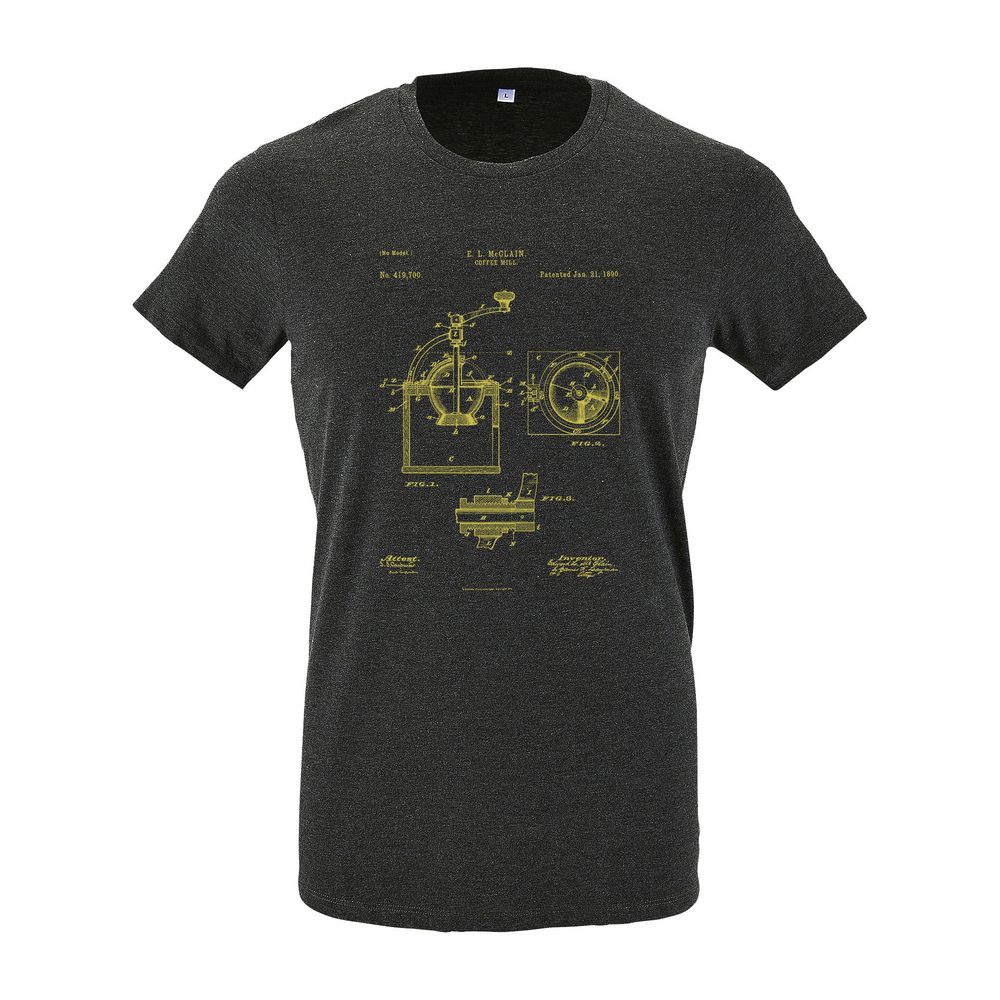 Футболка приталенная Old Patents. Coffee Mill, черный меланж / Миниатюра WWW (1000)