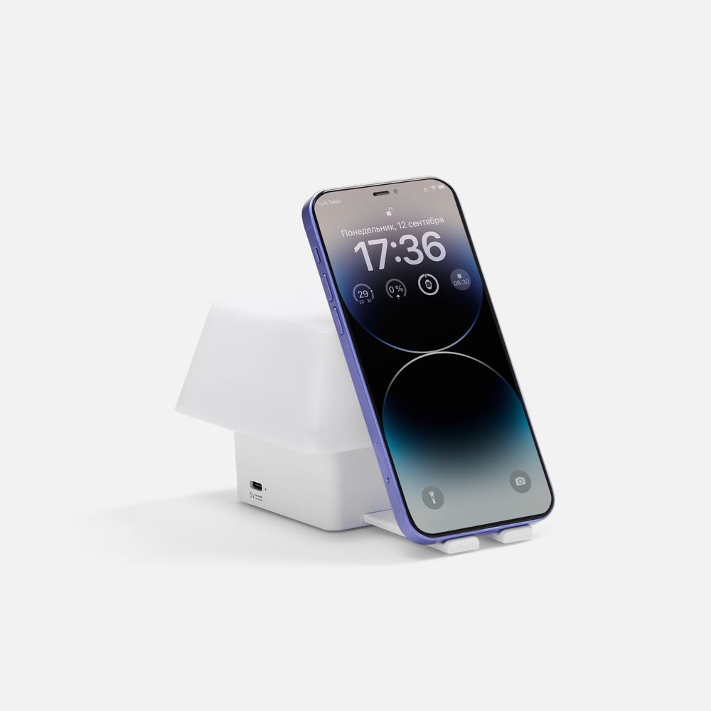 Светильник с подставкой для смартфона Knoppi, белый / Миниатюра WWW (1000)