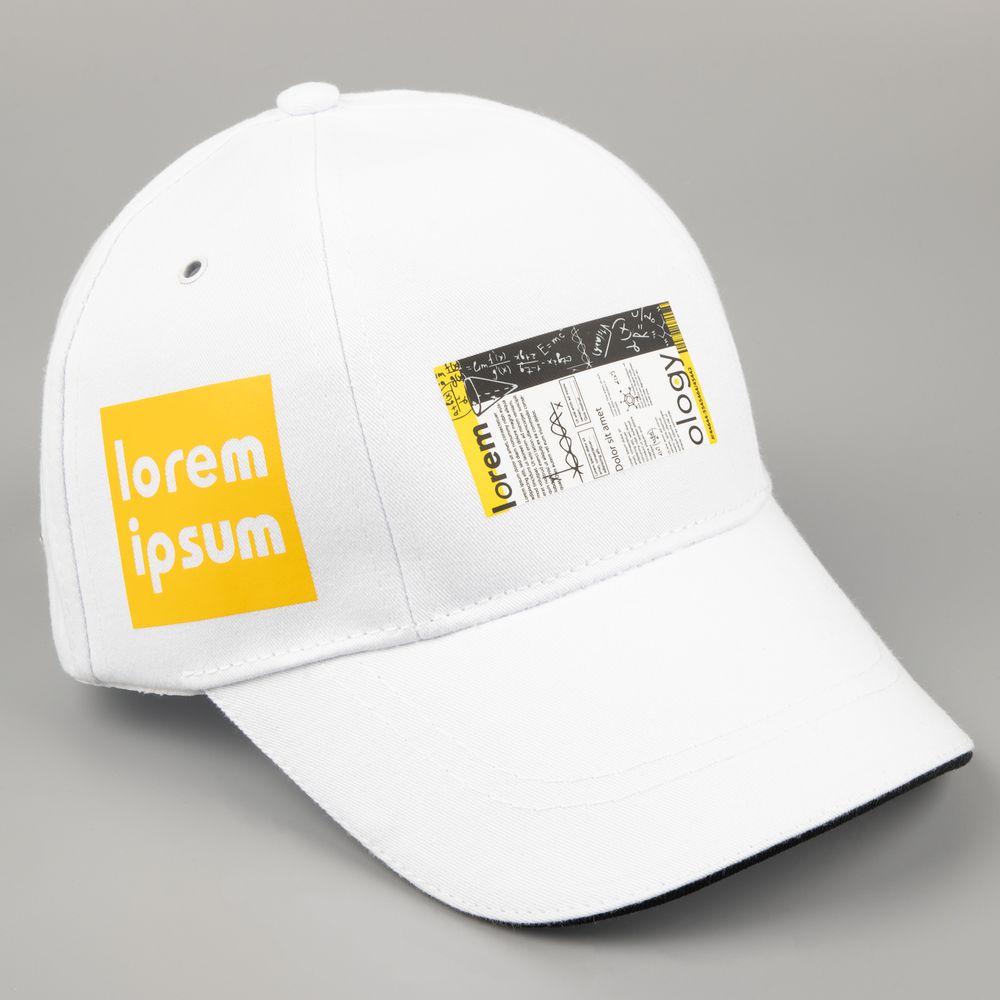 Бейсболка Canopy, белая с темно-синим кантом / Миниатюра нанесения (1000)