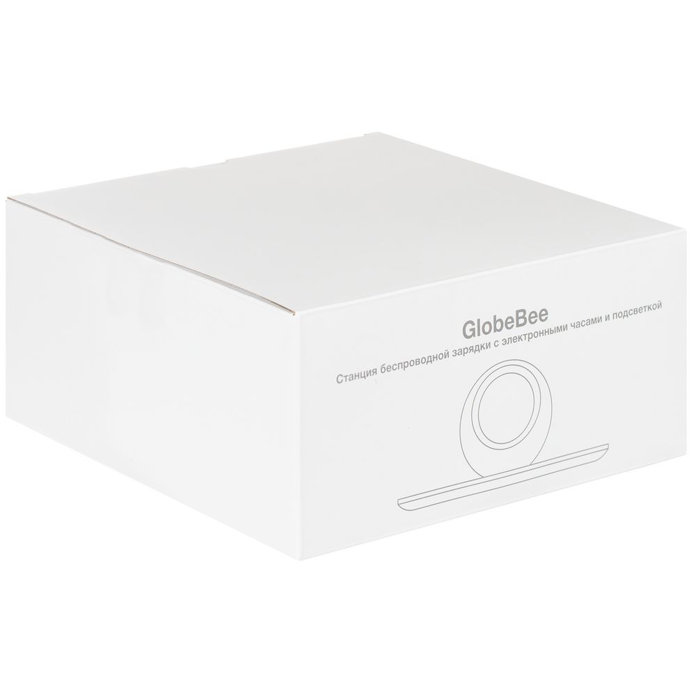 Станция беспроводной зарядки с часами и подсветкой GlobeBee, белая / Миниатюра (упак) (1000)