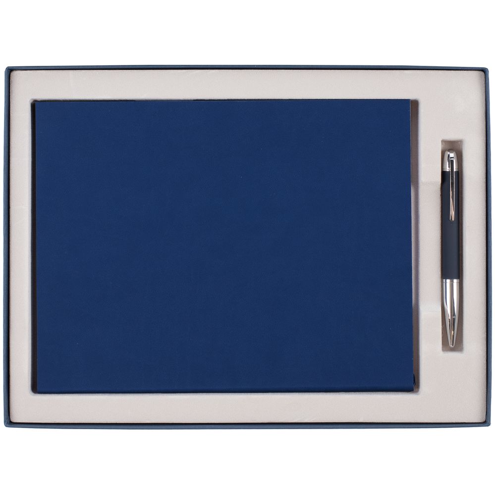 Коробка Roomy с ложементом под ежедневник А4 и ручку, синяя / Миниатюра WWW (1000)