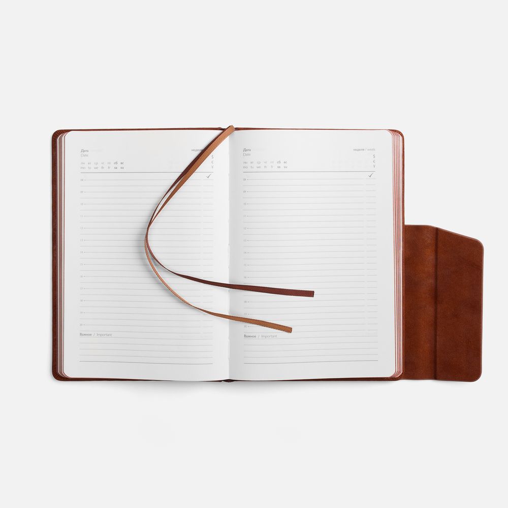 Ежедневник Leadmark, недатированный, коричневый / Миниатюра WWW (1000)