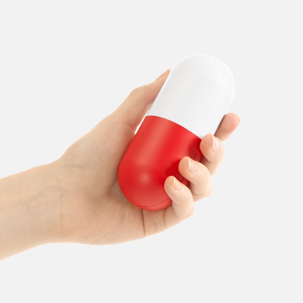 Сквиши-антистресс «Пилюля», белый с красным / Миниатюра WWW (1000)