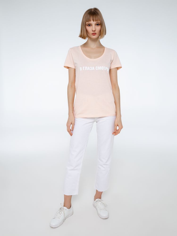 Футболка женская «В глаза смотри» со светящимся принтом, светло-розовая / Миниатюра WWW (1000)
