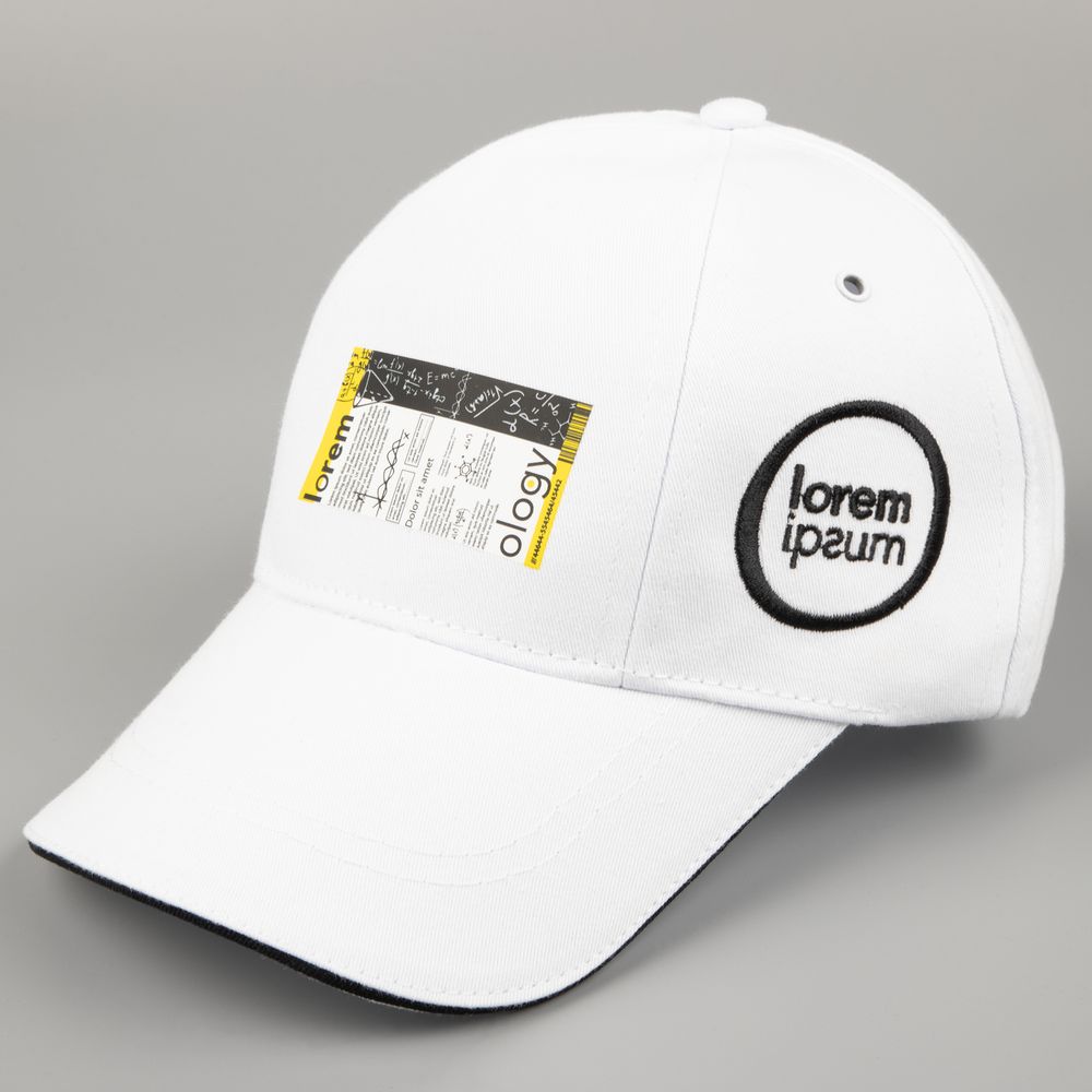 Бейсболка Canopy, белая с темно-синим кантом / Миниатюра нанесения (1000)