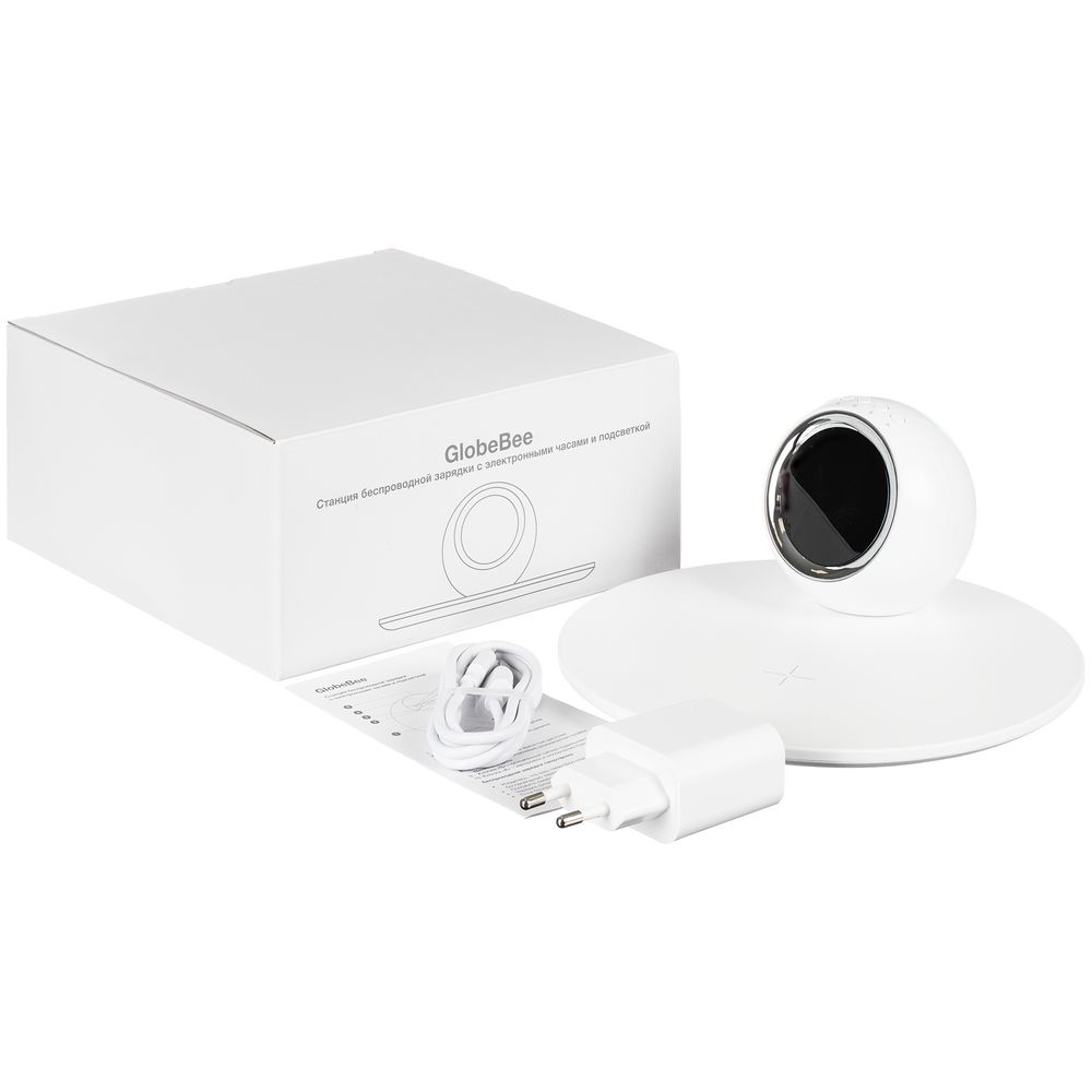 Станция беспроводной зарядки с часами и подсветкой GlobeBee, белая / Миниатюра WWW (1000)