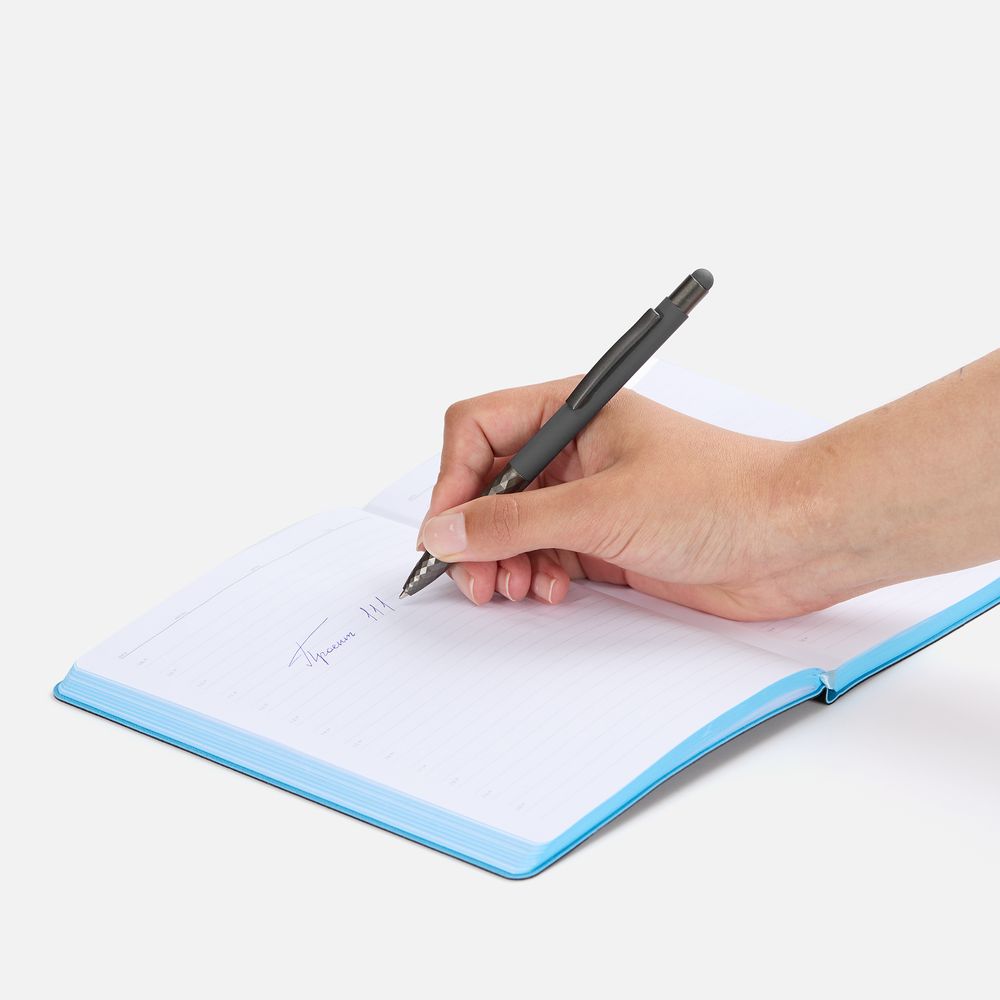 Ручка шариковая со стилусом Digit Soft Touch, серая / Миниатюра WWW (1000)