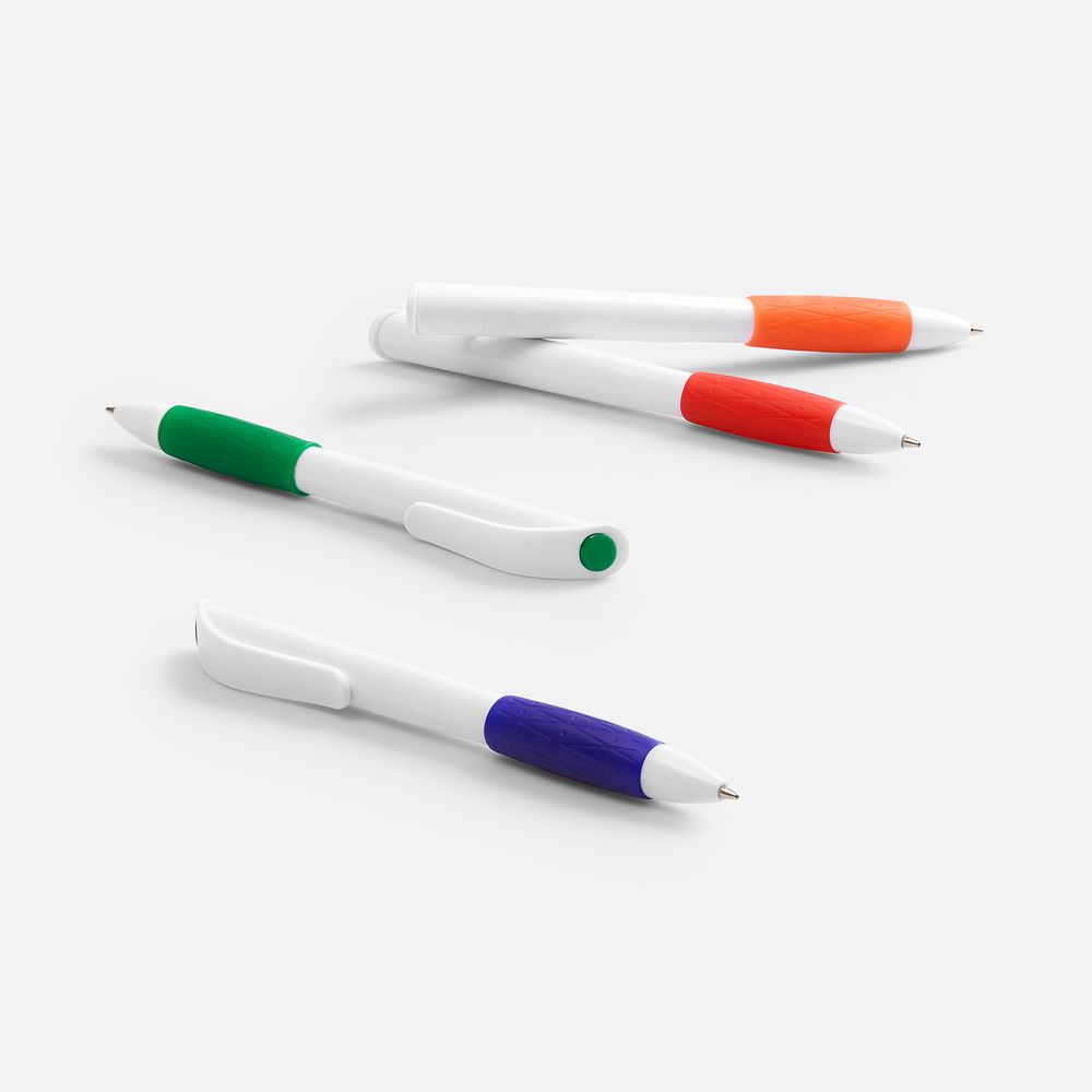 Ручка шариковая Grip, белая с синим / Миниатюра имиджевого (1000)
