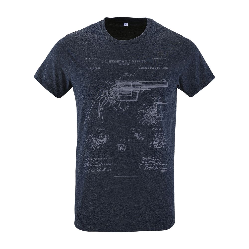 Футболка приталенная Old Patents. Revolver Gun, синий меланж / Миниатюра WWW (1000)
