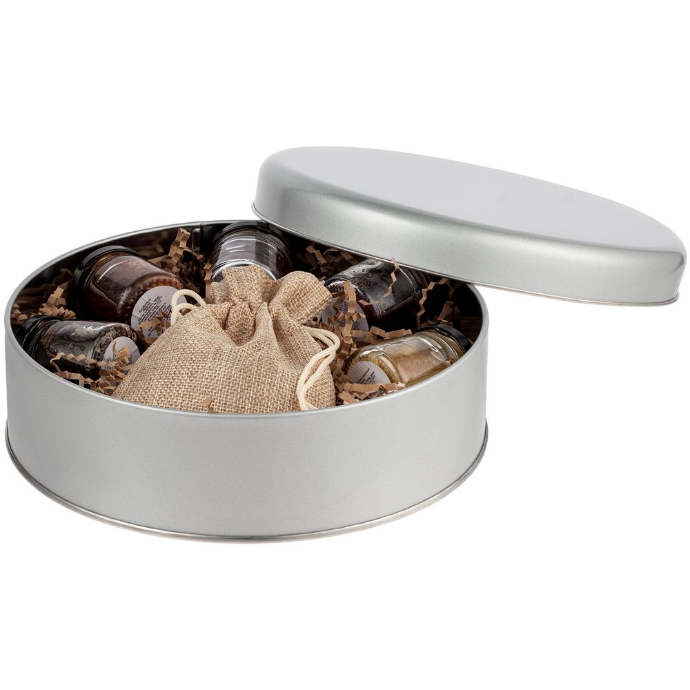 Коробка круглая Flapjack, большая, серебристая / Миниатюра WWW (1000)