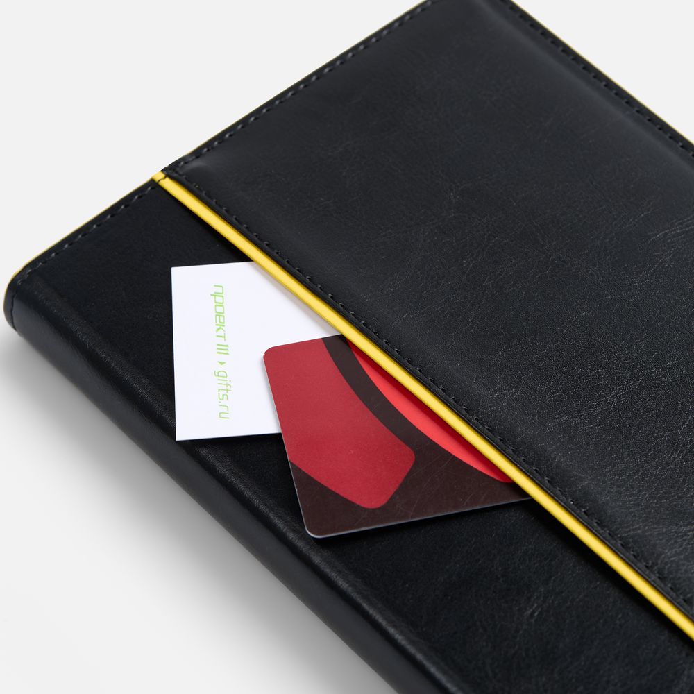 Ежедневник Alanis, недатированный, черный c желтым / Миниатюра WWW (1000)