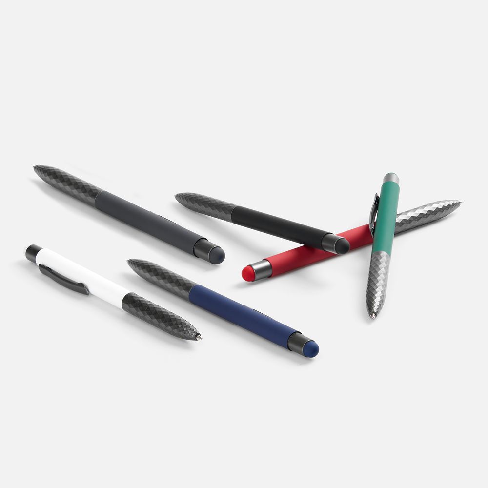 Ручка шариковая со стилусом Digit Soft Touch, серая / Миниатюра WWW (1000)