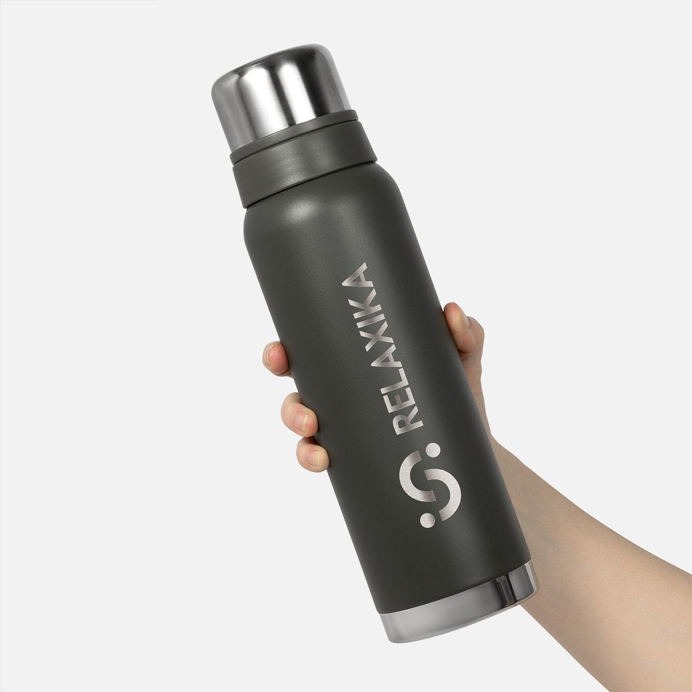 Термос Relaxika 1000 со стикерпаком, хаки / Миниатюра WWW (1000)