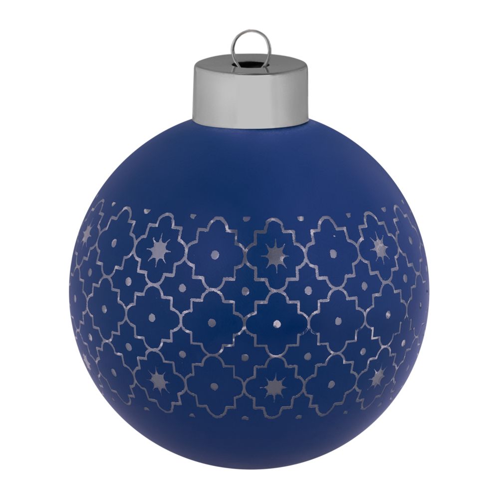 Елочный шар Chain с лентой, 8 см, синий / Миниатюра WWW (1000)