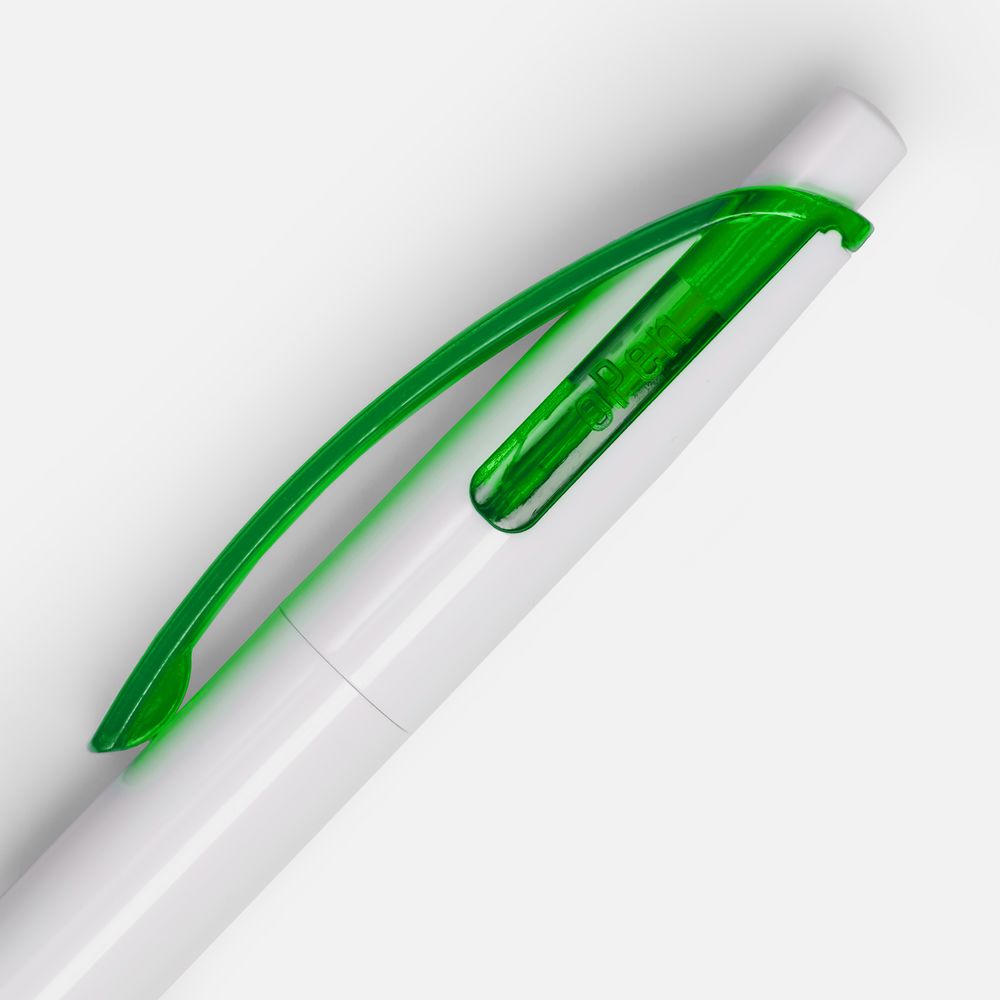 Ручка шариковая Bento, белая с зеленым / Миниатюра WWW (1000)