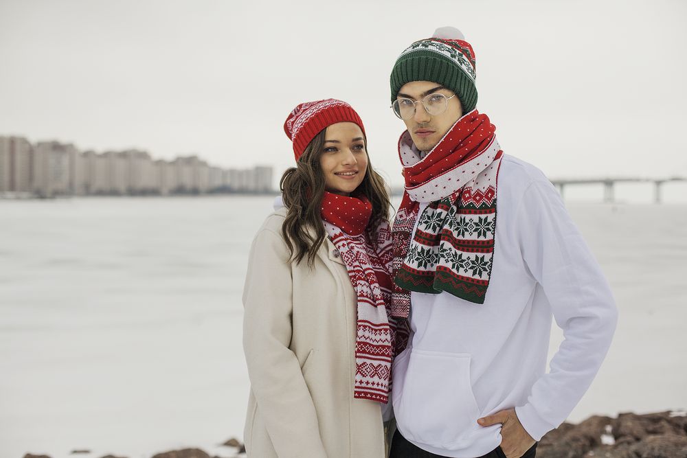 Шарф Happy View, красный с синим / Миниатюра WWW (1000)