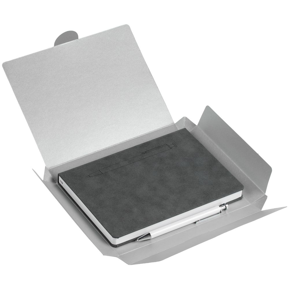 Набор Magnet с ежедневником, серый с белым / Миниатюра WWW (1000)